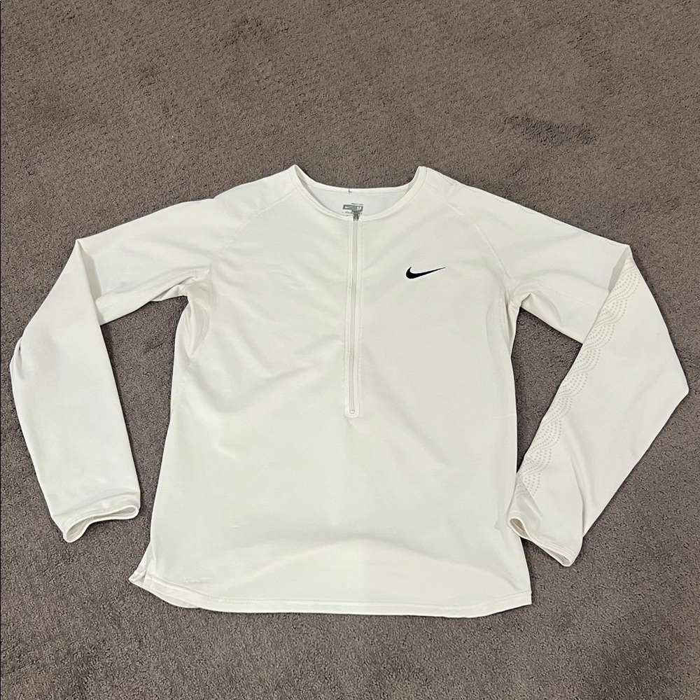 Nike White Long Sleeve Shirt with Zipper